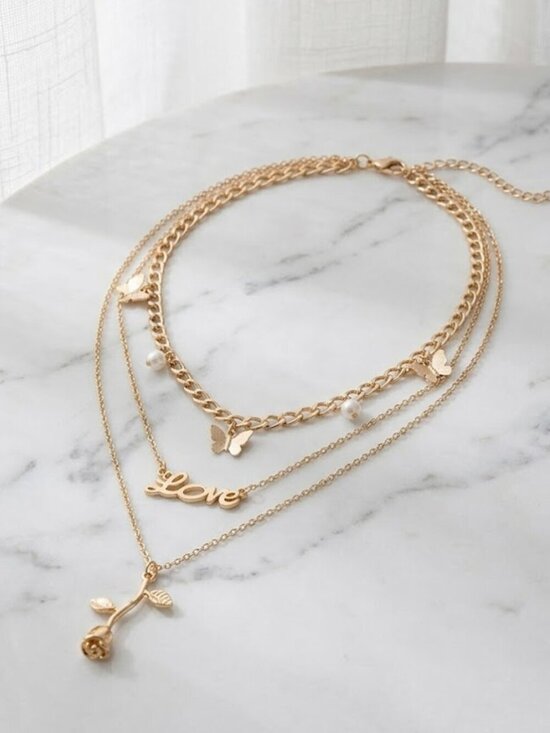 Elizabeth Besich Jewelry - Ladies Three Layered Fashion Necklace Set